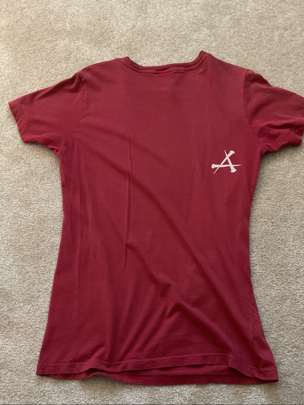 Affliction Women's Burgundy Tee with Silver Graphic Cross - Picture 3 of 3